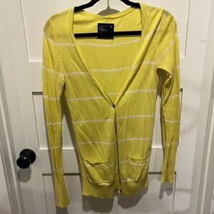 American Eagle Outfitters Yellow and White Striped Cardigan